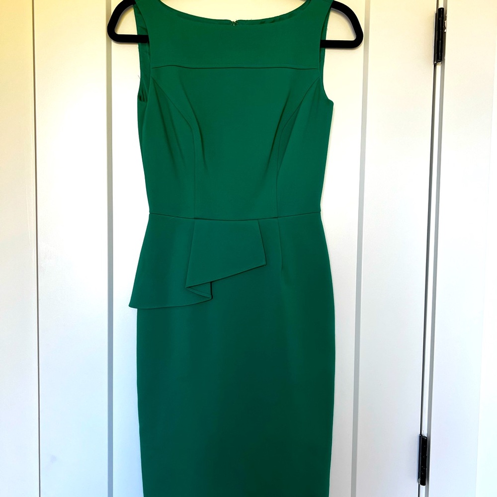 Antonio Melani Emerald Green Bodycon Peplum Sleeveless Sheath Dress Size 0